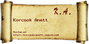 Korcsok Anett névjegykártya
