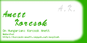 anett korcsok business card